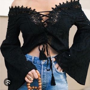 Surf Gypsy Lace up Crop Top M